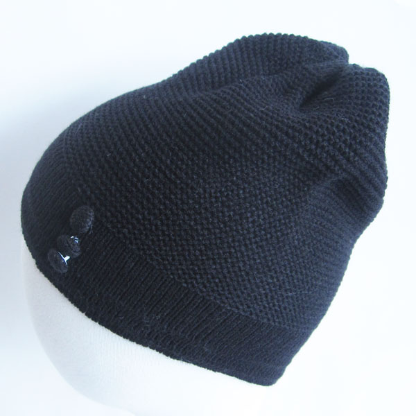 black arylic hat with button