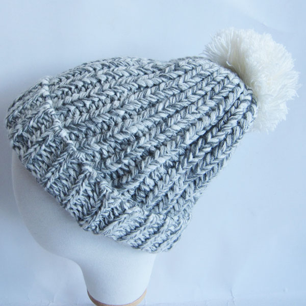 multi acrylic hat with pompom
