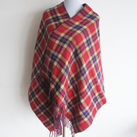 Acrylic woven check reversible cape