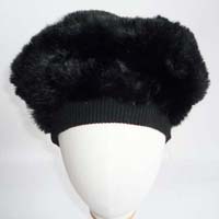 black fake fur beret