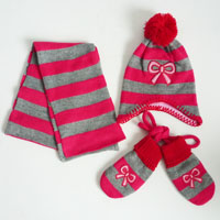 girls scarf/trapper/mitten set