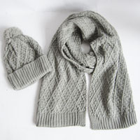 acrylic cable scarf and hat set