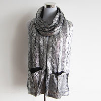 foil printed chunky acrylic cable scarf