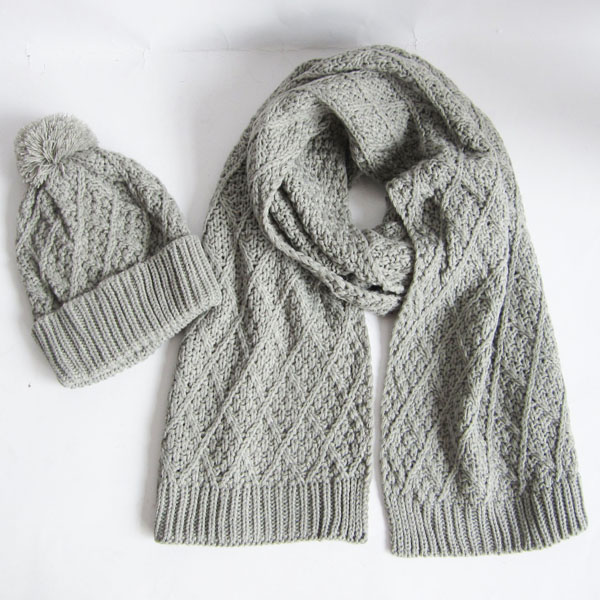 acrylic cable scarf and hat set