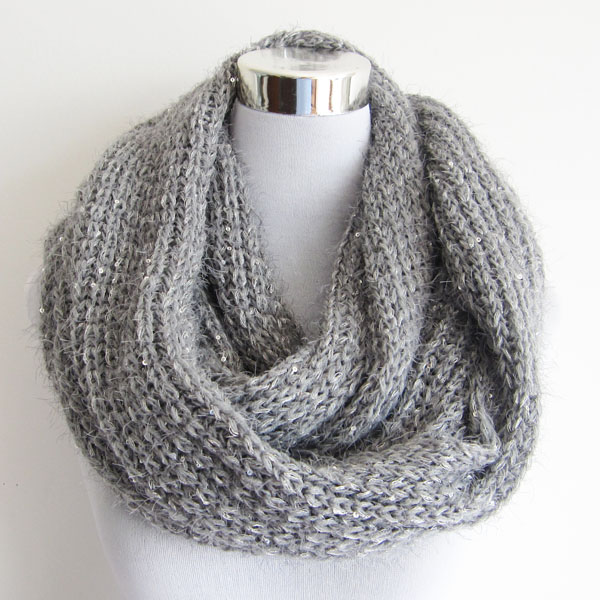 feather yarn snood with sequins