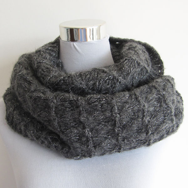mohair acrylic snood with lurex