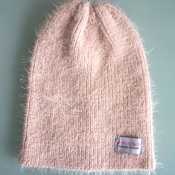 slouch beanie with feather