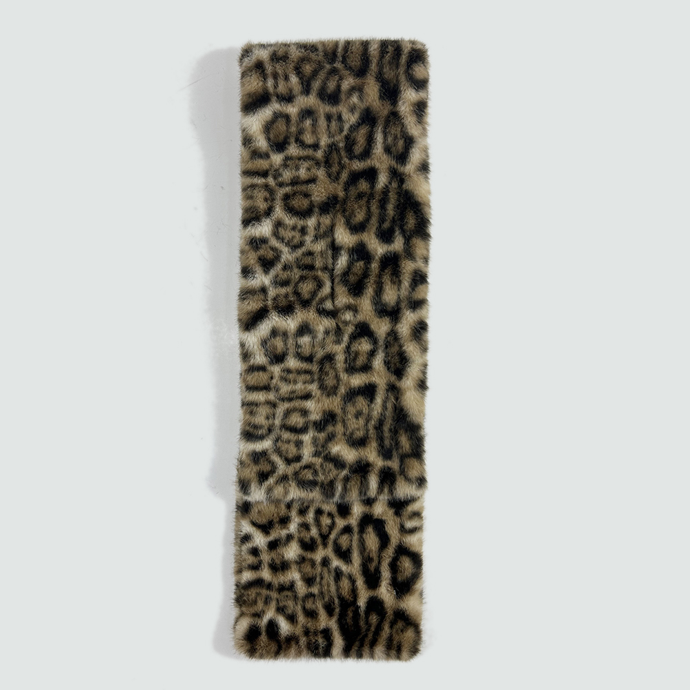 fake fur long scarf with animal pattern